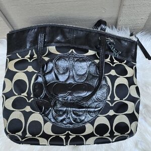 Coach Signature Jacquard Logo Satchel Tote Bag F18335